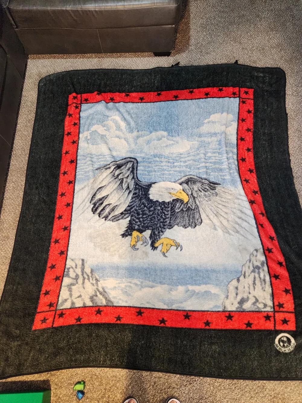 Vintage Golden Bear Heavy Duty Fleece Eagle Blanket Size 85×78